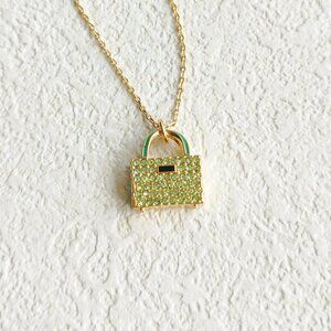 Kate Spade Sweet Treasures Gold Green Mini Necklace